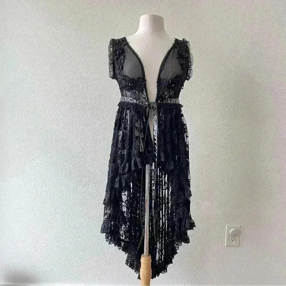 Eva Lady Women's Gothic Punk Lace Over High Low Dress Intimates $120 Size L NWOT - Picture 4 of 13